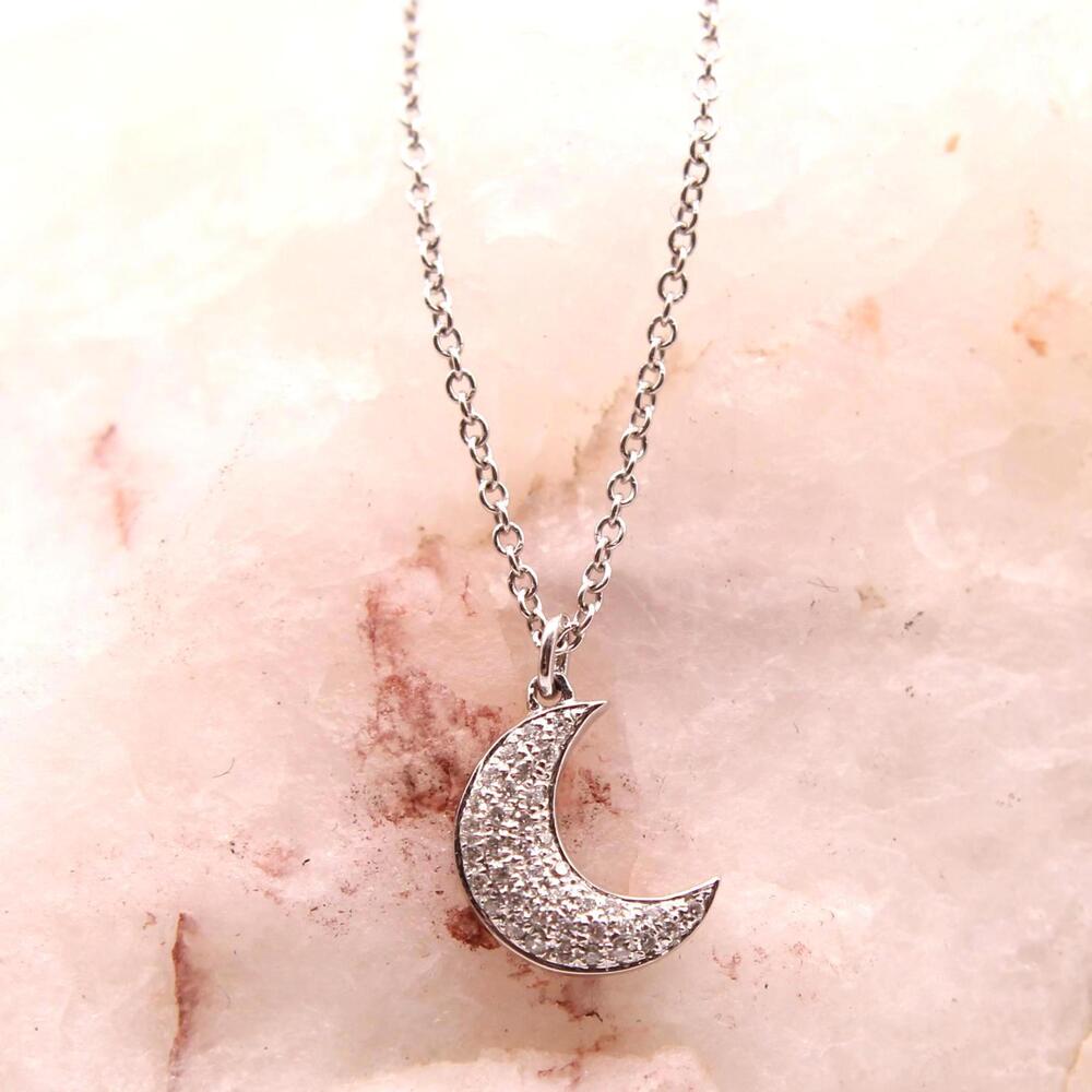 Bony Levy 18kt White Gold Diamond Moon Chain Link Necklace